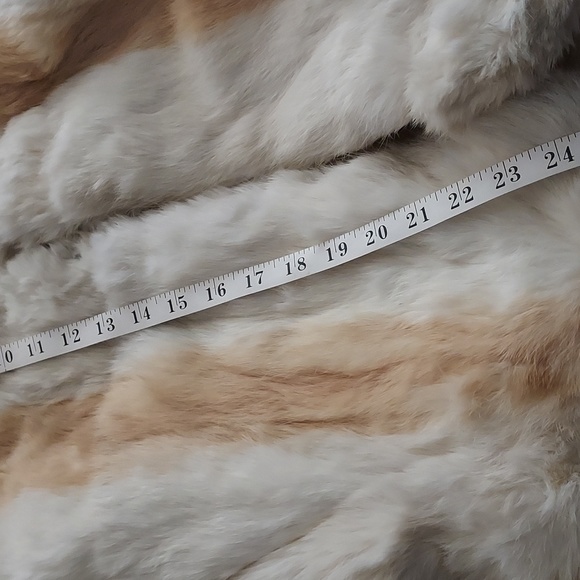Vintage Rabbit Fur Short Jacket Dyed White Brown Completely Lined - Picture 11 of 16